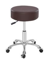 Banqueta rolante Lilfurni, acolchoamento grosso, giratório, ajustável, marrom