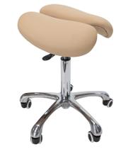 Banqueta Rolling Saddle Spa Luxe com assento dividido bege