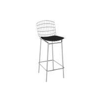 Banqueta Sala de Jantar Aço Marçal Datena PB22CR 1 Un Cromado/Courano Preto - Pozza