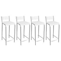 Banqueta Sala de Jantar Gênova 1B705CR 4 Un Cromado/Courano Branco - Kappesberg