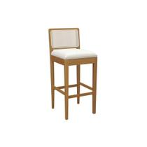 Banqueta Sala de Jantar Sara Madeira Maciça 1BMM005CA 1 Un Carvalho/Linho Bege Caqui/Tela Bege - Kappesberg