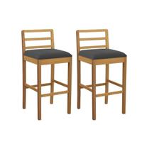 Banqueta Sala de Jantar Sofia 1BMM006CA Premium Madeira Maciça Kit 2 Un Carvalho/Boucle Grafite - Kappesberg