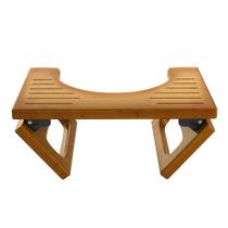 Banqueta sanitária AmazerBath Bamboo Squat 18 cm dobrável de madeira escura
