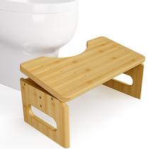Banqueta sanitária AmazerBath com altura ajustável em bambu 18 e 23 cm