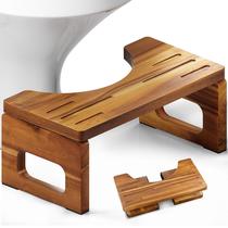 Banqueta sanitária dobrável BLUEWEST em madeira de acácia de 18 cm para penico Banqueta sanitária dobrável BLUEWEST em madeira de acácia de 18 cm para penico