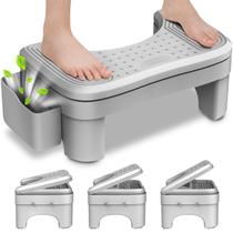 Banqueta sanitária Vatex ajustável em altura com caixa de armazenamento cinza