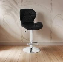 Banqueta Slim Material Ecológico Regulagem Altura Cor Preto Cromado Preto