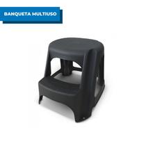 Banqueta Step Multiuso 2 Degraus Preta Arqplast