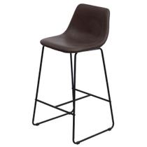 Banqueta Verner Assento em PU Base Aço sem Encosto Café OR Design Banqueta Verner Assento em PU Base Aço sem Encosto Café OR Design