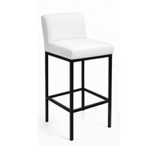 Banqueta Viena Alta Estofada em material sintético Branco e Base de Metal Preto Liberty Móveis Banqueta Viena Alta Estofada em material sintético Branco e Base de Metal Preto Liberty Móveis