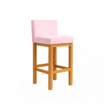 Banqueta Viena Alta Estofada em Veludo com Base de Madeira Rosa Bb Liberty Móveis Banqueta Viena Alta Estofada em Veludo com Base de Madeira Rosa Bb Liberty Móveis
