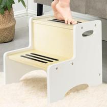 Banqueta WOOD CITY Kids de madeira branca e natural em patchwork