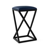 Banqueta Z Baixa 50 Cm Banquinho Cozinha Balcão Bar material sintético Azul Marinho Banqueta Z Baixa 50 Cm Banquinho Cozinha Balcão Bar material sintético Azul Marinho