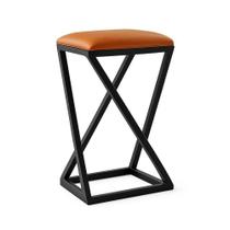 Banqueta Z Baixa 50 Cm Banquinho Cozinha Balcão Bar material sintético Cor:caramelo Banqueta Z Baixa 50 Cm Banquinho Cozinha Balcão Bar material sintético Cor:caramelo