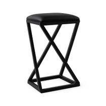 Banqueta Z Baixa 50 Cm Banquinho Cozinha Balcão Bar material sintético Cor:preto Banqueta Z Baixa 50 Cm Banquinho Cozinha Balcão Bar material sintético Cor:preto