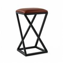 Banqueta Z Baixa 50 Cm Banquinho Cozinha Balcão Bar material sintético Marrom Banqueta Z Baixa 50 Cm Banquinho Cozinha Balcão Bar material sintético Marrom