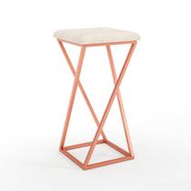 Banqueta Z Média 60cm com Armação de Metal Rose Gold com Assento