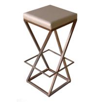 Banqueta Zênite - Cobre - Assento Estofado Pérola - 75cm