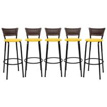 Banquetas Alta Cadeiras Bancos Para Cozinha Gourmet Varanda Balcão Ilha Bistrô Bar Estrutura Preta Itagold