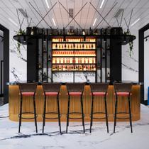 Banquetas Alta Cadeiras Bancos Para Cozinha Gourmet Varanda Balcão Ilha Bistrô Bar Estrutura Preta Itagold