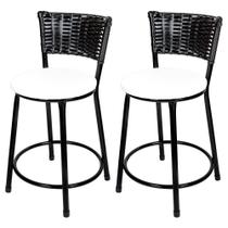 Banquetas Baixa Para Cozinha Hawai Preto 2Un Assento Branco Banquetas Baixa Para Cozinha Hawai Preto 2Un Assento Branco