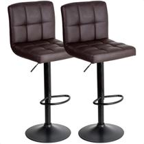 Banquetas Gomos Confort Giratória Estofada Cozinha Kit 02 Un prime.office P030 Marrom Café - Preto Fosco