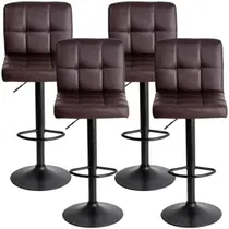 Banquetas Gomos Confort Giratória Estofada Cozinha Kit 04 Un Marrom Café