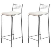 Banquetas Kit 2 Banquetas Genova Cromada Branco - Kappesberg Banquetas Kit 2 Banquetas Genova Cromada Branco - Kappesberg