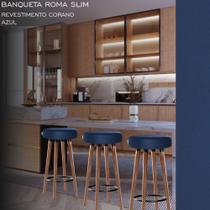 Banquetas Roma Slim Kit 3 Peças Estofada 70cm Azul