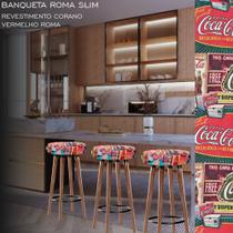 Banquetas Roma Slim Kit 3 Peças Estofada 70cm Retro