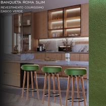 Banquetas Roma Slim Kit 3 Peças Estofada 70cm Verde