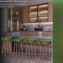 Banquetas Roma Slim Kit 4 Peças Estofada 70cm Verde