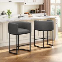 Banquetas VATROS 66 cm em Linho com Encosto Banquetas VATROS 66 cm em Linho com Encosto