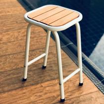 Banquinho De Aço E Madeira Tamborete Branco Altura 46 Cm Banquinho De Aço E Madeira Tamborete Branco Altura 46 Cm