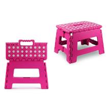 Banquinho Dobrável 130Kg Plástico Multiuso Resistente Degrau Casa Cozinha Banheiro Loja Camping