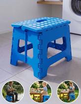 Banquinho Dobrável Retrátil Plástico Suporta 100Kg Degrau Portátil Banqueta Multiuso Infantil GP6 COR: Azul