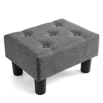 Banquinho para pés Ottoman Poofzy Small Linen com pernas cinza para sofá