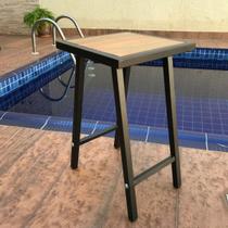 Banquinho Quadrado De Aço E Madeira Premium Altura 46 Cm Banquinho Quadrado De Aço E Madeira Premium Altura 46 Cm