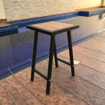 Banquinho Quadrado De Aço E Madeira Premium Altura 46 Cm Banquinho Quadrado De Aço E Madeira Premium Altura 46 Cm