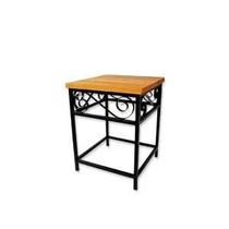 Banquinho Quadrado Rococó em Ferro e Madeira Rústico Banquinho Quadrado Rococó em Ferro e Madeira Rústico