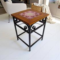 Banquinho Rústico Ferro e Madeira Azulejo