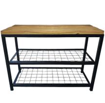 Banquinho Sapateira de Porta Design Industrial Ferro Preta Banquinho Sapateira de Porta Design Industrial Ferro Preta