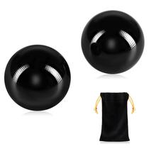 Baoding Balls Learay Black Obsidian de 5 cm com bolsa de transporte, 2 unidades Baoding Balls Learay Black Obsidian de 5 cm com bolsa de transporte, 2 unidades