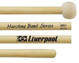 Baqueta Liverpool Marching Band Series MB1 Marfim para Bumbos Marciais de 14 e 16 Ponta Feltro