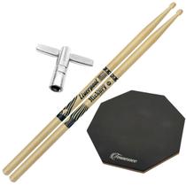 Baquetas Liverpool 2B 5A 5B 7A American Hickory Kit Par Bateria + Pad Estudo 12" + Chave de Afinacao Tamanho:5A + PAD + Baquetas Liverpool 2B 5A 5B 7A American Hickory Kit Par Bateria + Pad Estudo 12" + Chave de Afinacao Tamanho:5A + PAD +