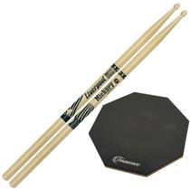 Baquetas Liverpool 2B 5A 5B 7A American Hickory Profissional Kit Par Bateria + Pad Estudo 12 Polegad Tamanho:7A + PAD
