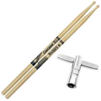 Baquetas Liverpool 2B 5A 5B 7A American Hickory Series Profissional Kit Par + Chave Afinação Bateria Tamanho:5A + CHAVE Baquetas Liverpool 2B 5A 5B 7A American Hickory Series Profissional Kit Par + Chave Afinação Bateria Tamanho:5A + CHAVE