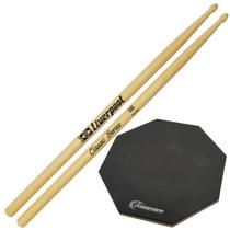 Baquetas Liverpool 2B 5A 5B 7A Classic Series Marfim + Pad Bateria Preto 12 Polegadas EVA Tennessee Tamanho:5B + PAD Baquetas Liverpool 2B 5A 5B 7A Classic Series Marfim + Pad Bateria Preto 12 Polegadas EVA Tennessee Tamanho:5B + PAD