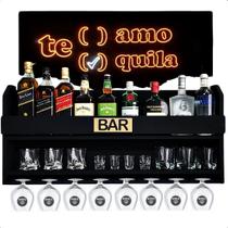 Bar Barzinho De Parede Adega Madeira Garrafas Mdf Aparador Bebidas Preto Fosco