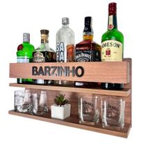 Bar Barzinho de Parede Decoração frase Barzinho 54x26 cor Amadeirado